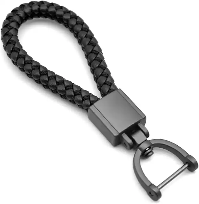  BESTOTTAM Universal Black Leather Car Fob Keychain