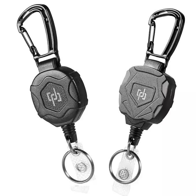 SHENGXIN 2 Pack Retractable Keychain, Heavy Duty Carabiner Badge Holder