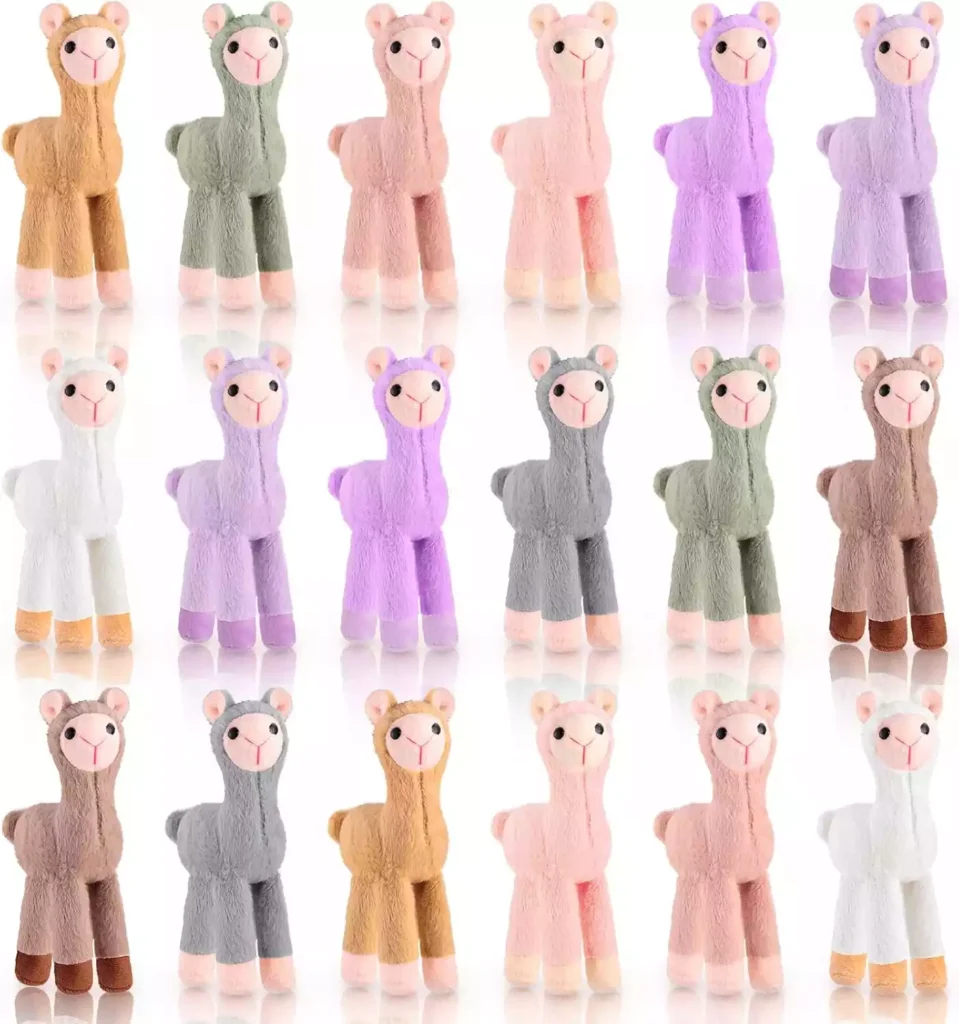 18 Pcs Mini Llama Stuffed Animal Keychain in 9 Colors